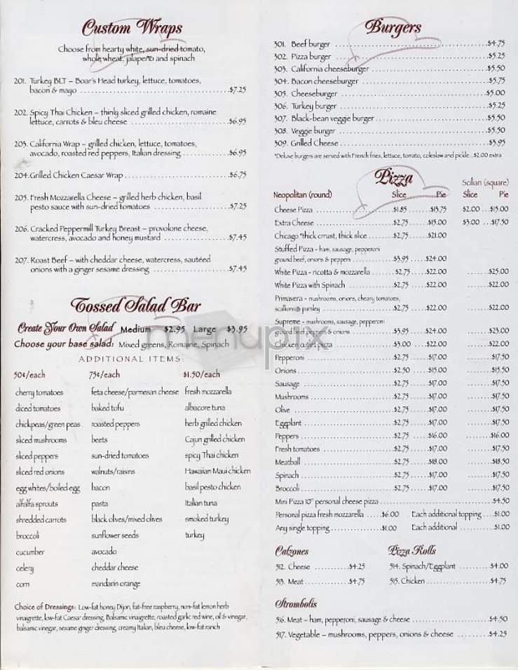 Derby's - New York, NY menu_pic