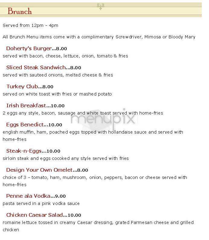 Doherty's Pub - New York, NY menu_pic