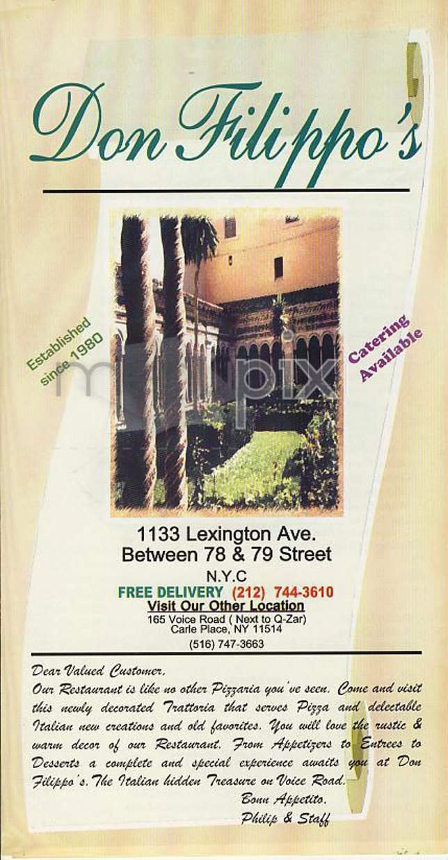 Don Filippo's - New York, NY menu_pic