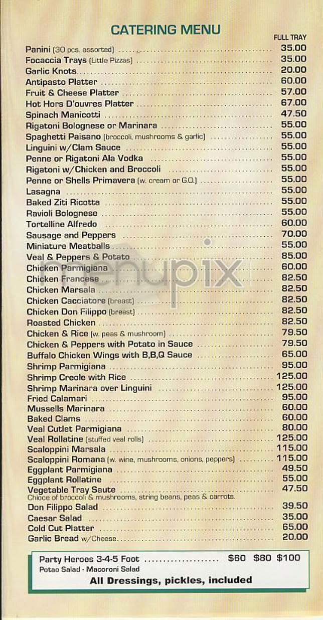 Don Filippo's - New York, NY menu_pic