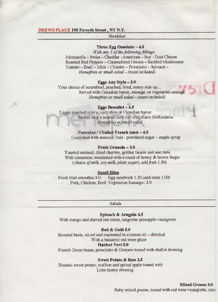 Drews Place - New York, NY menu_pic