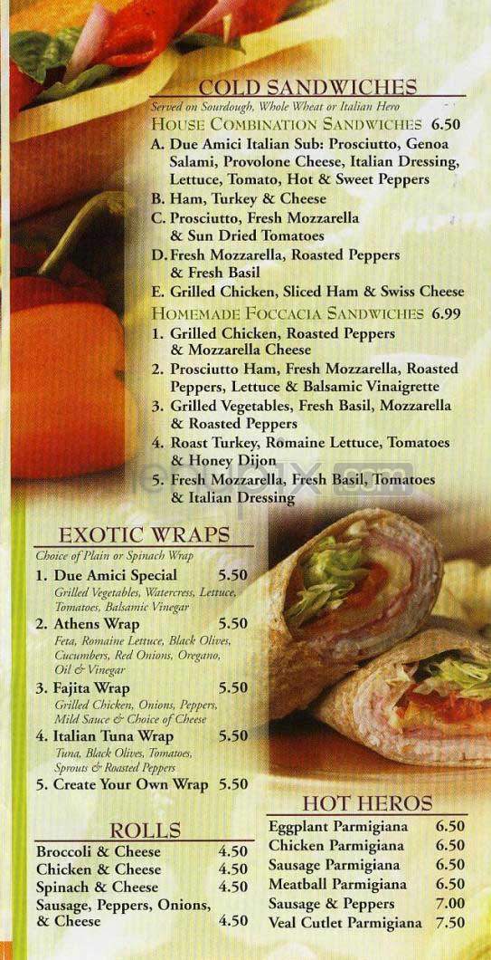 Due Amici - New York, NY menu_pic