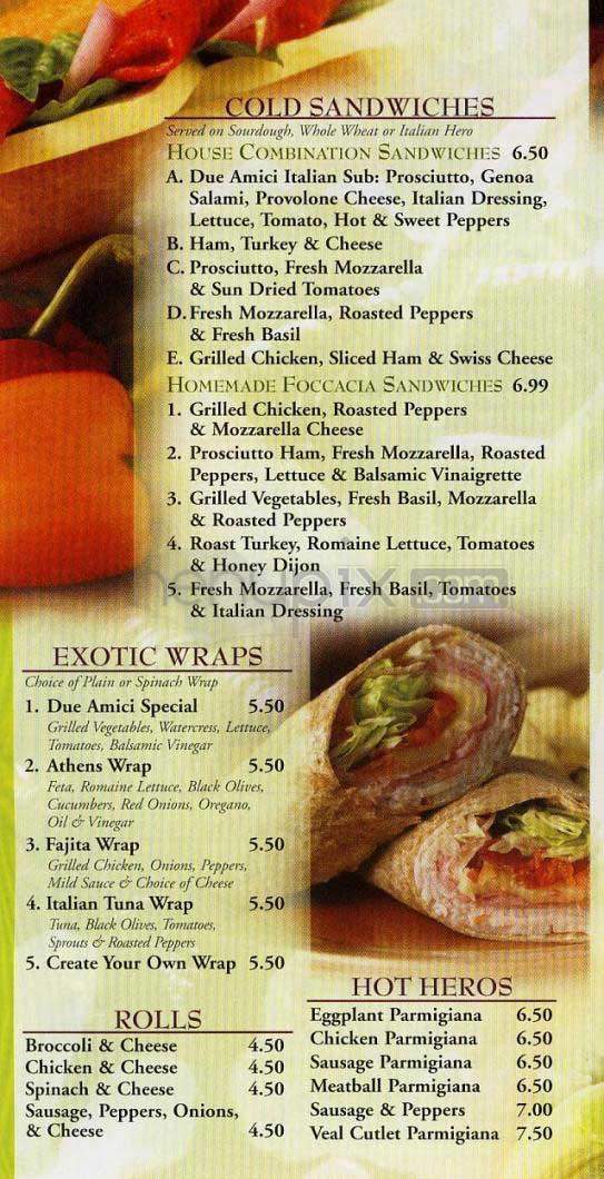 Due Amici - New York, NY menu_pic