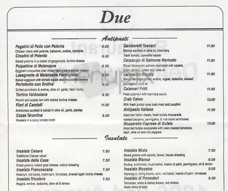 Due - New York, NY menu_pic