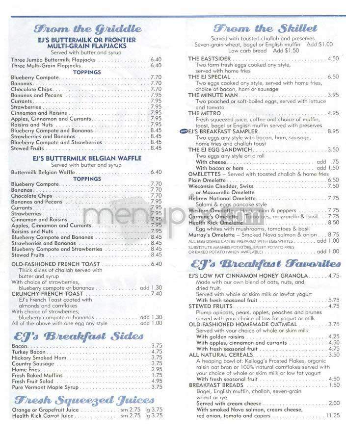 EJ's Luncheonette - New York, NY menu_pic