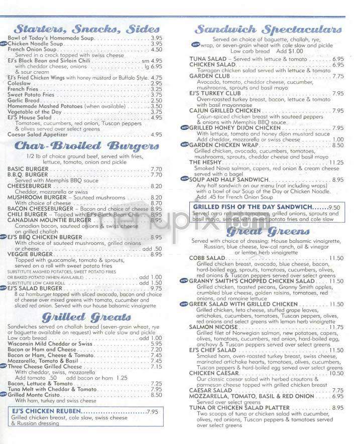 EJ's Luncheonette - New York, NY menu_pic
