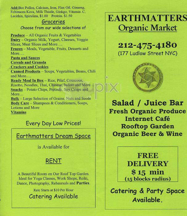 Earthmatters Organic Market - New York, NY menu_pic