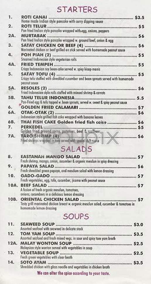 Soho Eastanah - New York, NY menu_pic