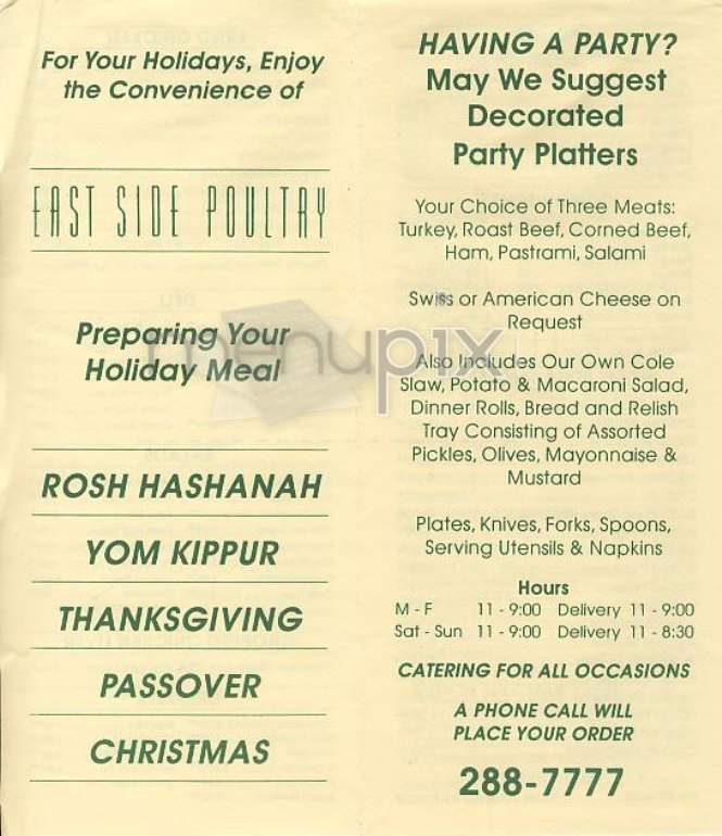 East Side Poultry - New York, NY menu_pic