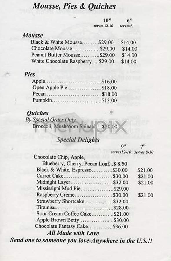 Eileen's Cheesecake - New York, NY menu_pic