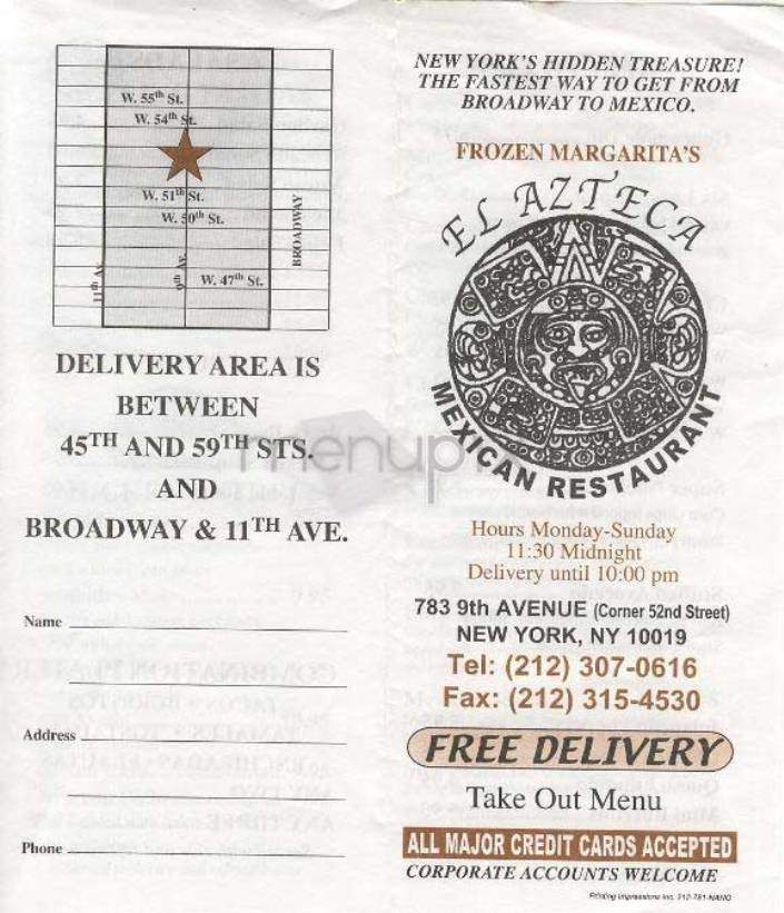 El Azteca - New York, NY menu_pic