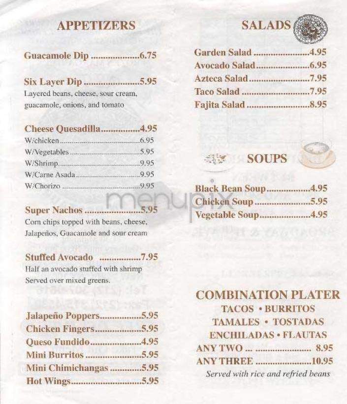 El Azteca - New York, NY menu_pic