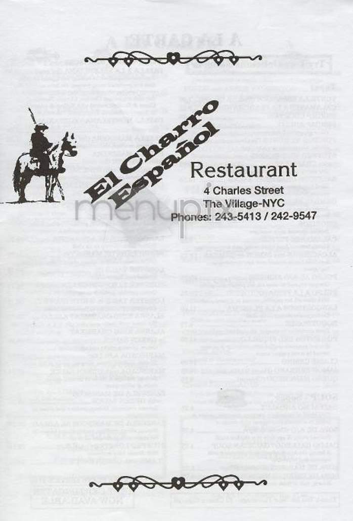 El Charro Espanol - New York, NY menu_pic