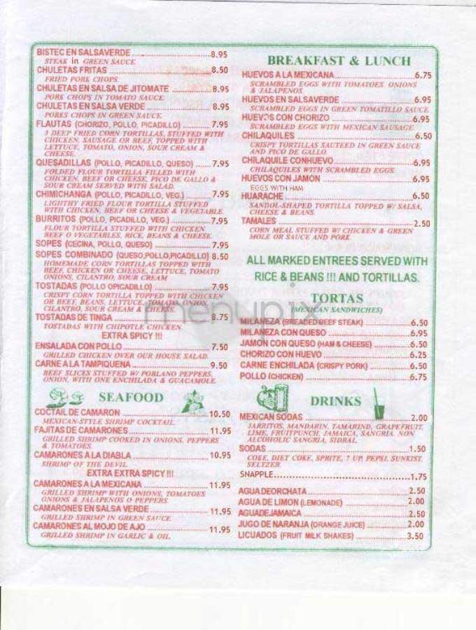 El Charro Mexicano - New York, NY menu_pic