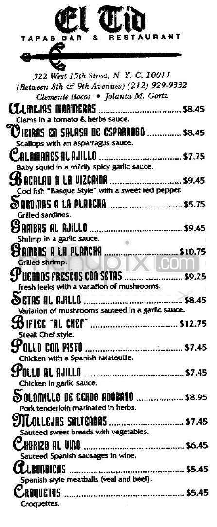 El Cid - New York, NY menu_pic