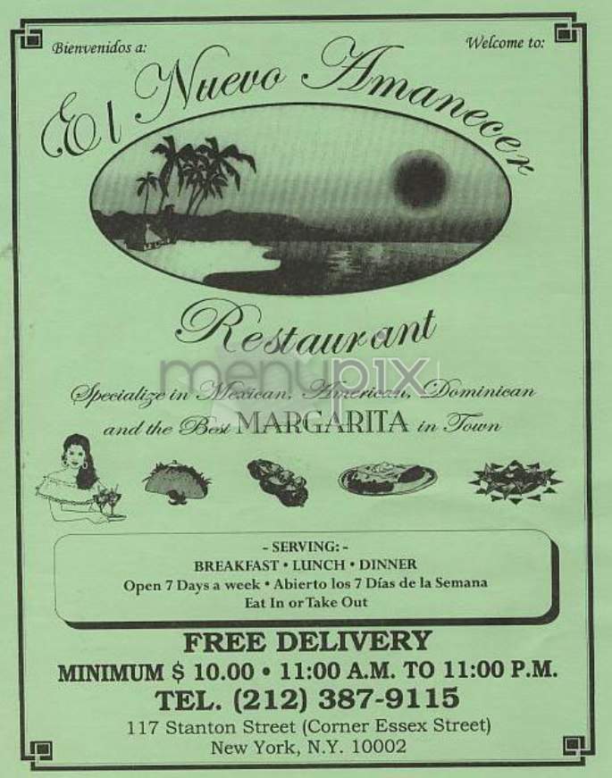 El Nuevo Amancer - New York, NY menu_pic
