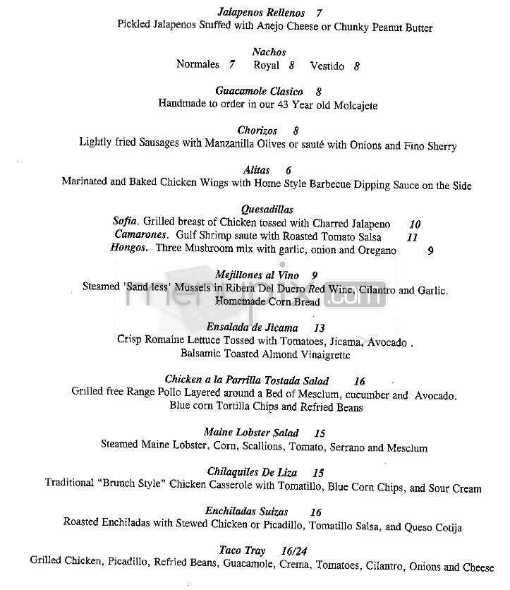 El Parador Cafe - New York, NY menu_pic