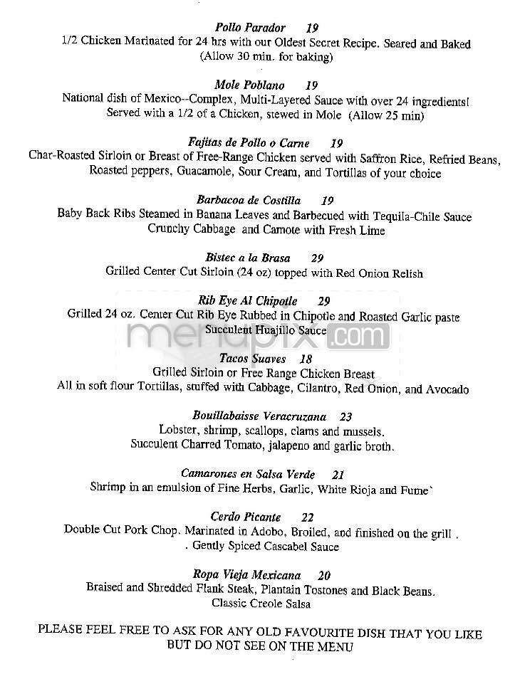 El Parador Cafe - New York, NY menu_pic