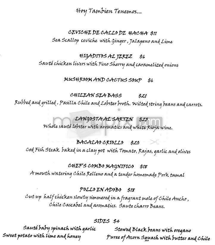 El Parador Cafe - New York, NY menu_pic