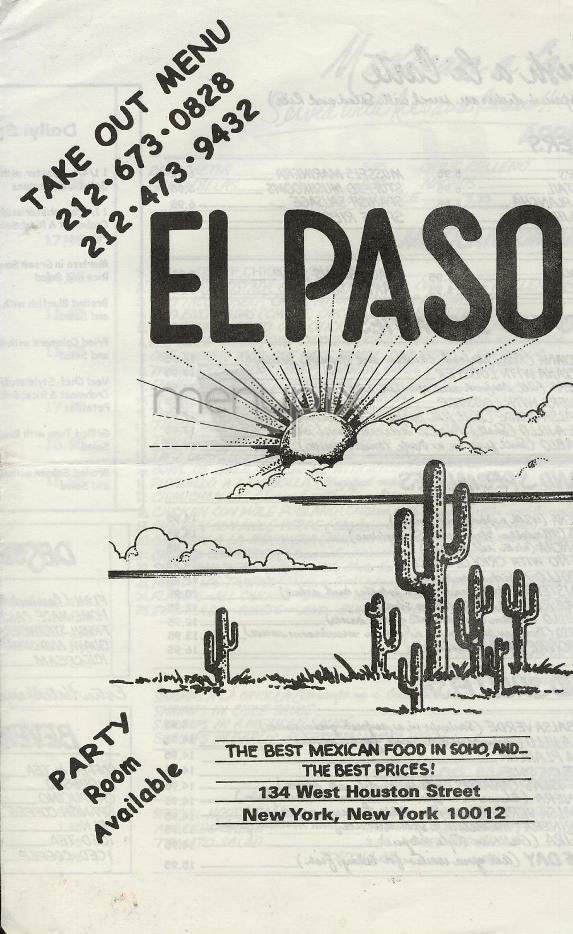 El Paso - New York, NY menu_pic