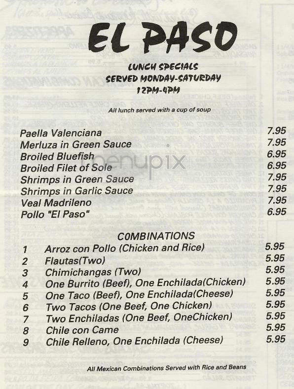 El Paso - New York, NY menu_pic
