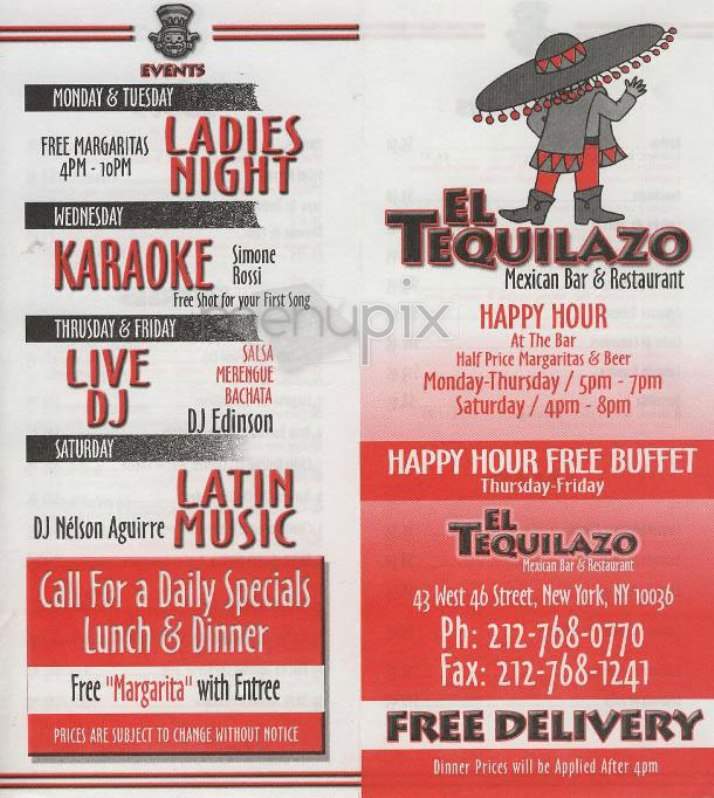 El Tequilazo - New York, NY menu_pic