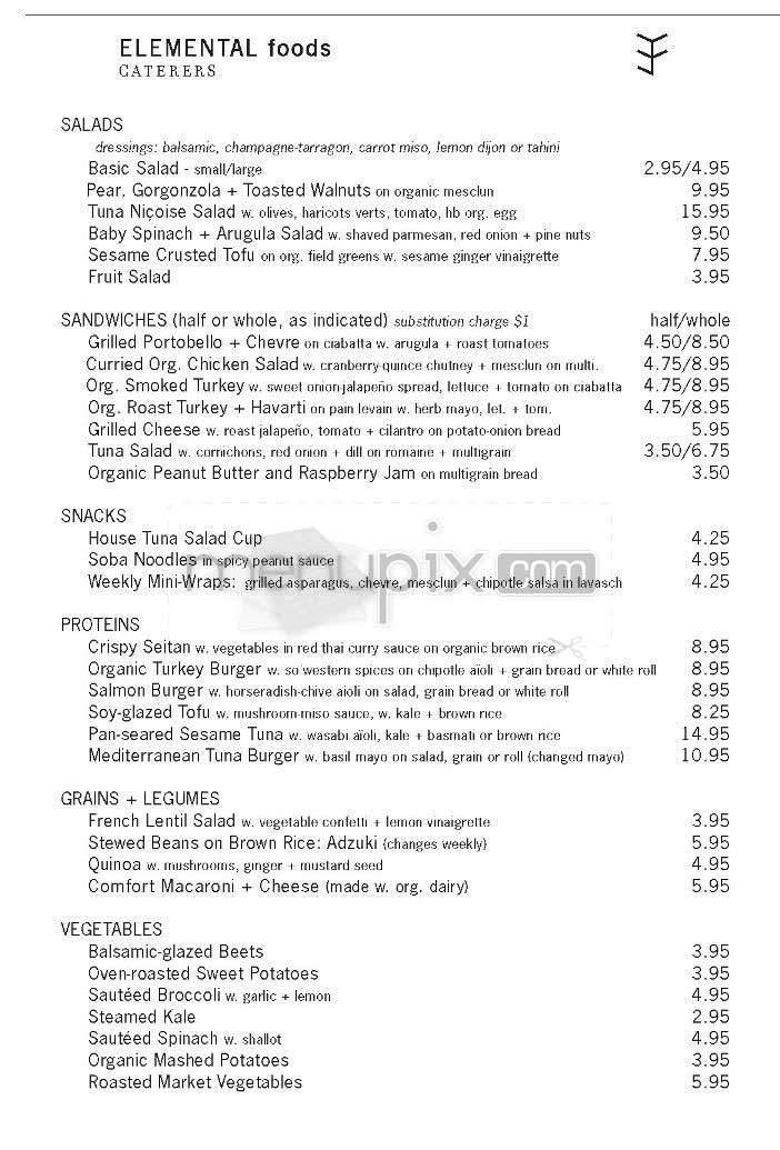 Elemental Foods - New York, NY menu_pic