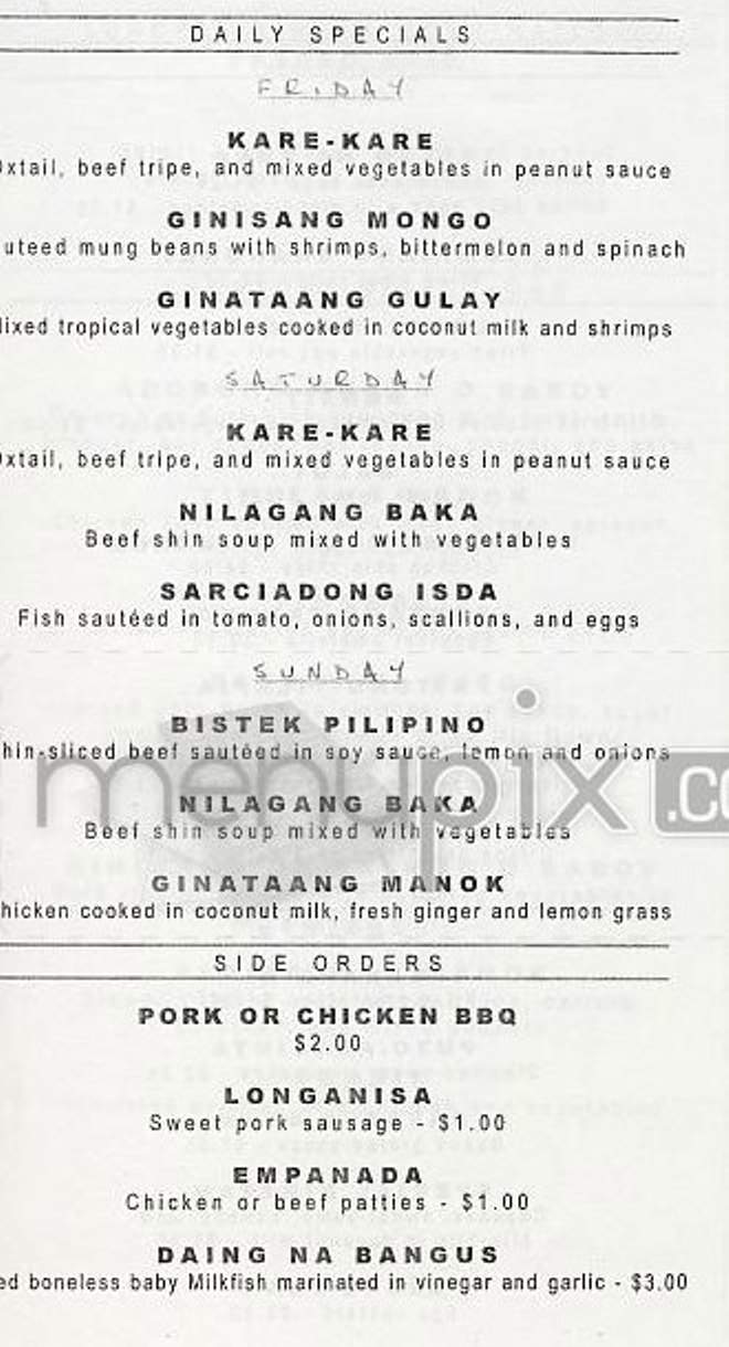 Elvie's turo-turo - New York, NY menu_pic