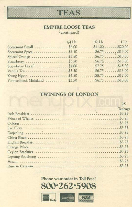 Empire Coffee & Tea - New York, NY menu_pic
