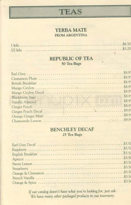 Empire Coffee & Tea - New York, NY menu_pic