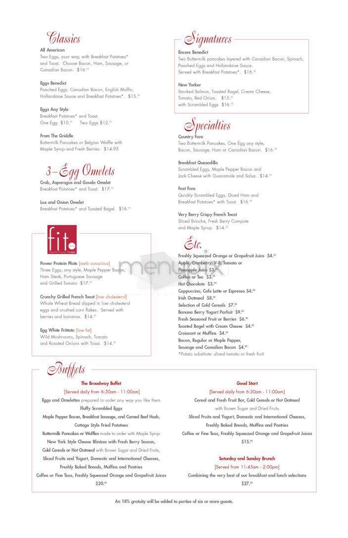 Encore (Marriot Marq.) - New York, NY menu_pic