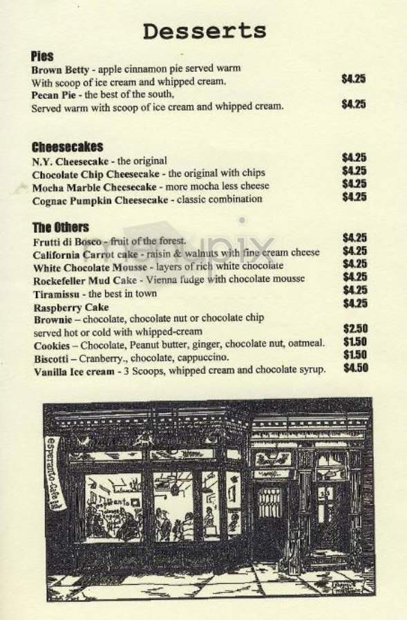 Esperanto Cafe - New York, NY menu_pic