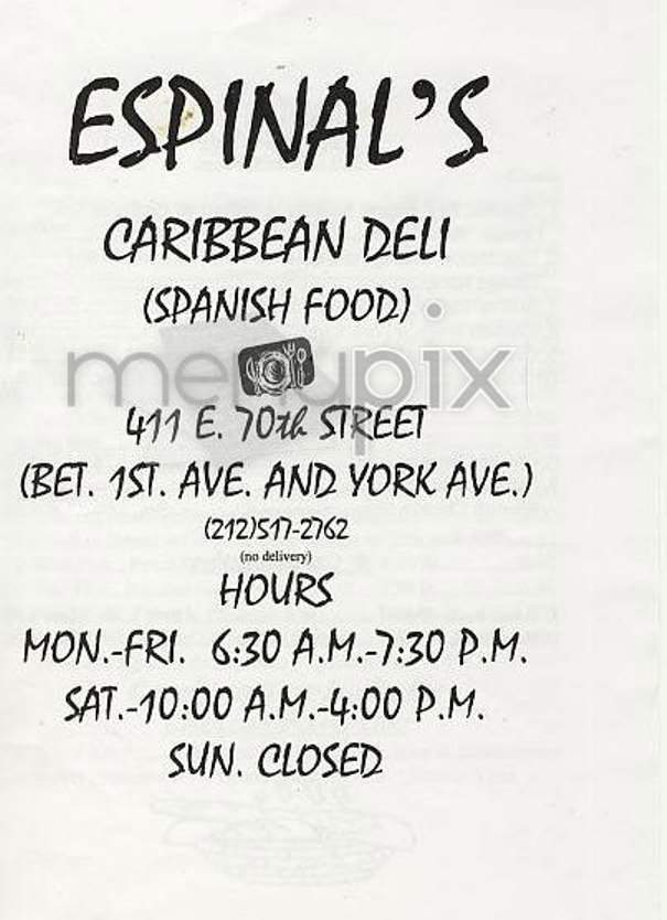 Espinal's Caribbean Deli - New York, NY menu_pic