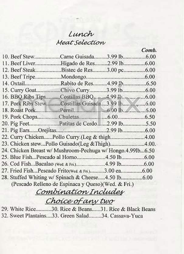 Espinal's Caribbean Deli - New York, NY menu_pic
