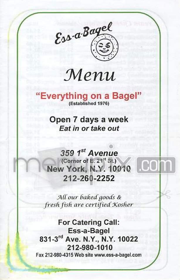 Ess-A-Bagel - New York, NY menu_pic