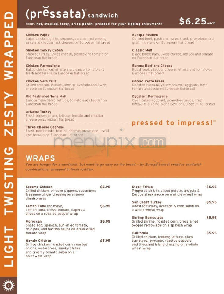 Europa Cafe - New York, NY menu_pic