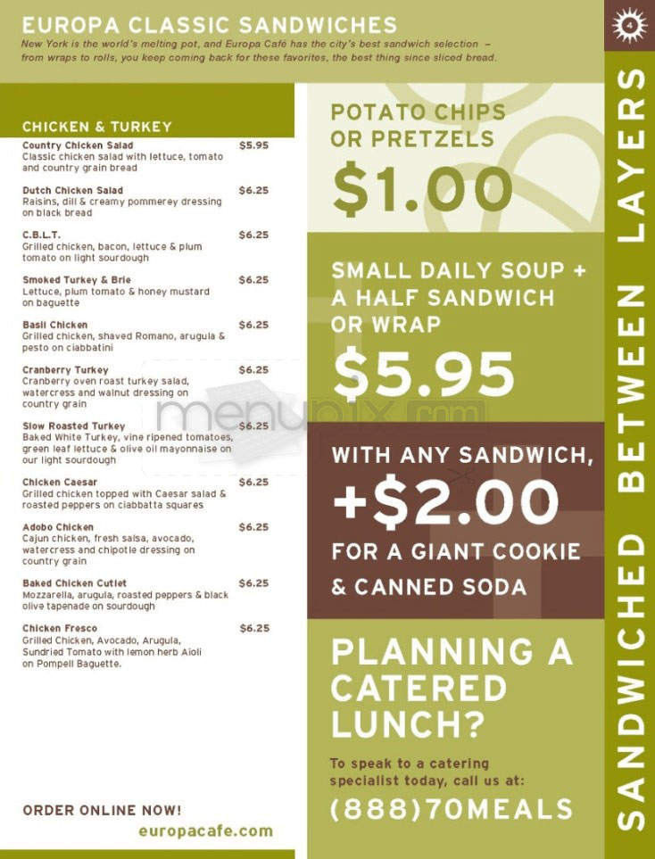 Europa Cafe - New York, NY menu_pic