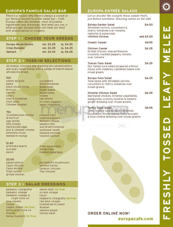 Europa Cafe - New York, NY menu_pic