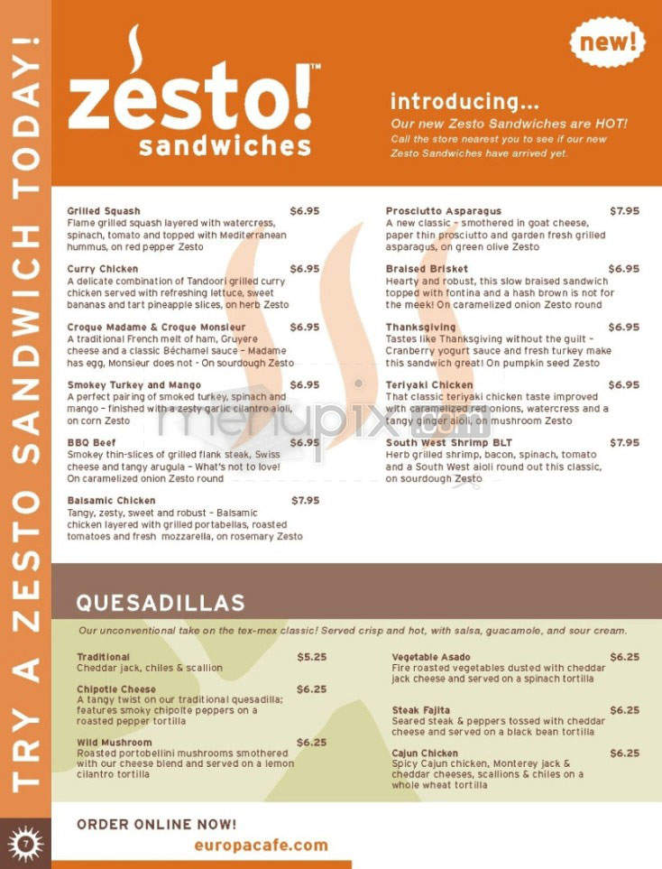 Europa Cafe - New York, NY menu_pic