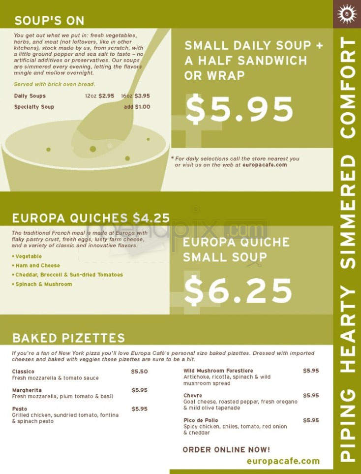 Europa Cafe - New York, NY menu_pic
