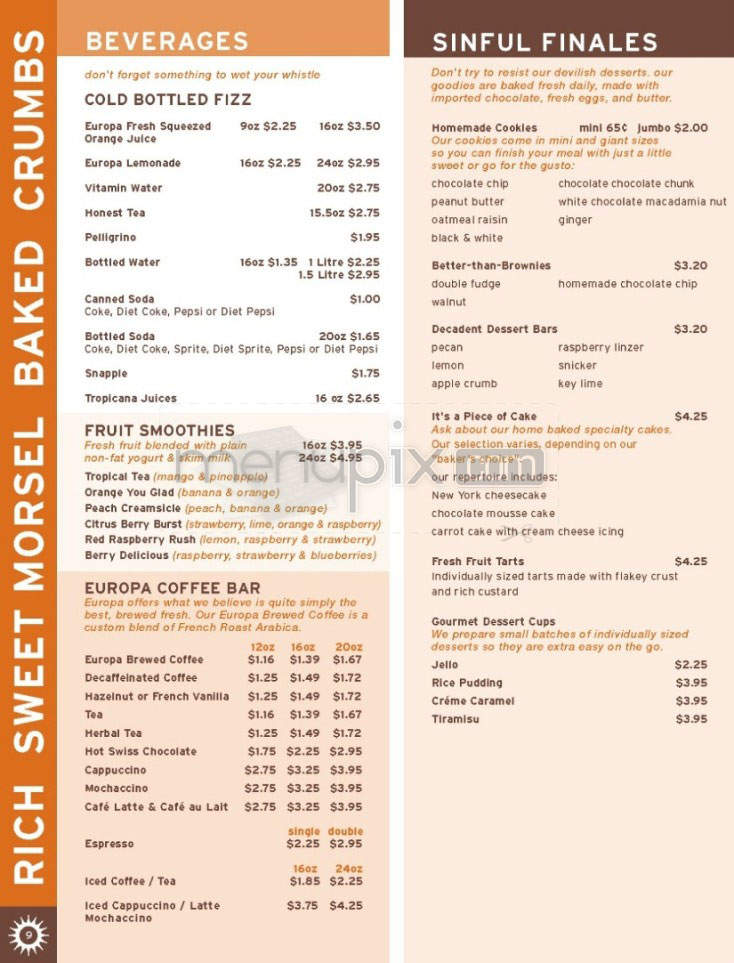 Europa Cafe - New York, NY menu_pic