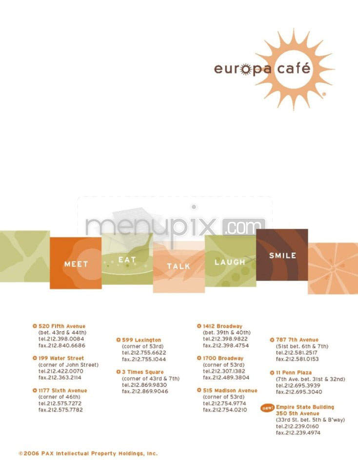 Europa Cafe - New York, NY menu_pic