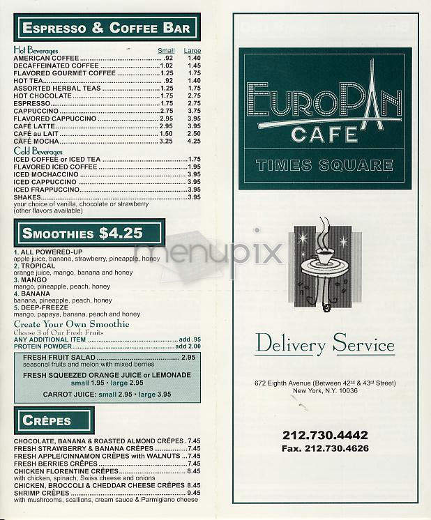 Europan Cafe - New York, NY menu_pic