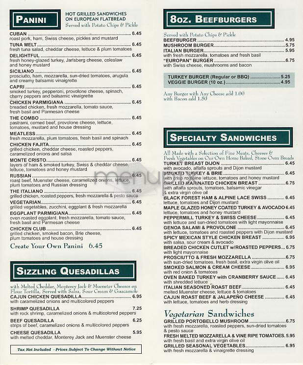Europan Cafe - New York, NY menu_pic