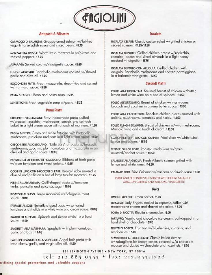 Fagiolini - New York, NY menu_pic