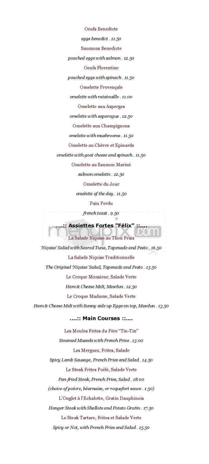Felix - New York, NY menu_pic