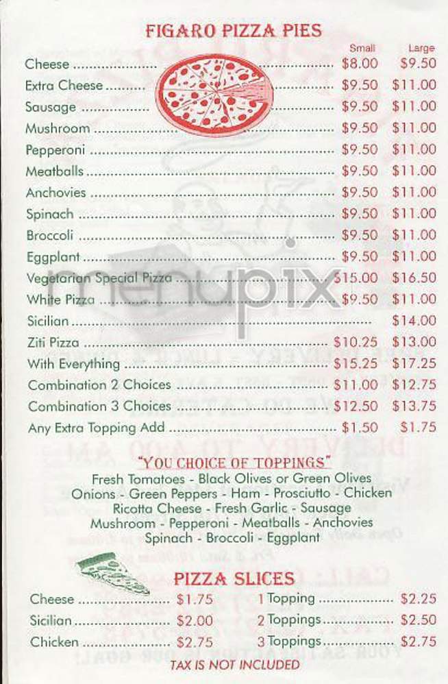 Figaro Pizza - New York, NY menu_pic