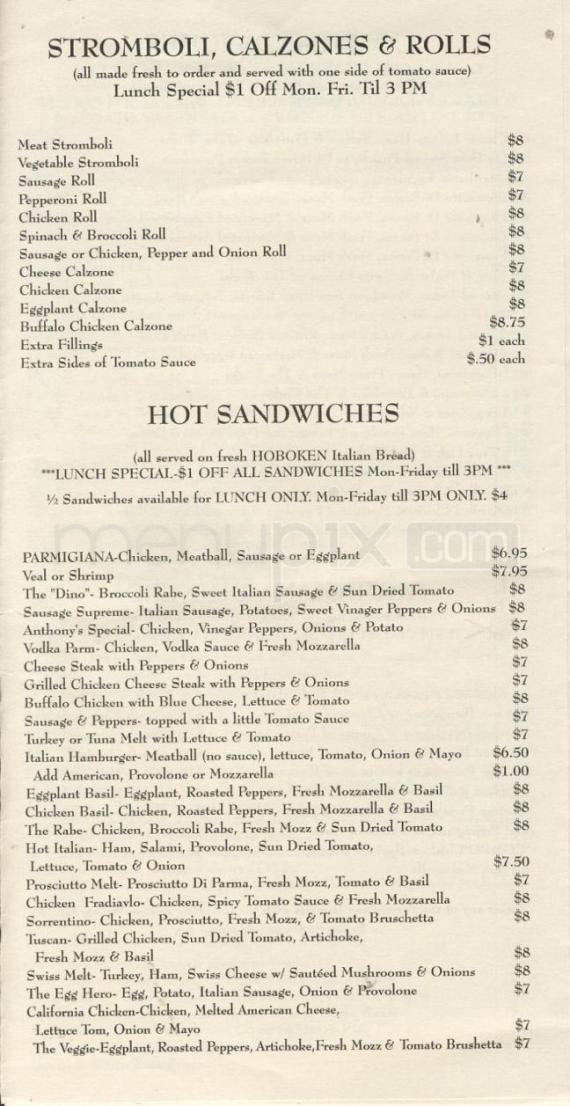 Filippo's On First - Hoboken, NJ menu_pic