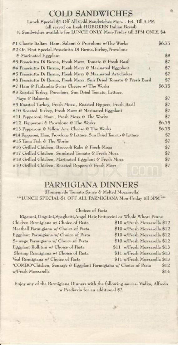 Filippo's On First - Hoboken, NJ menu_pic