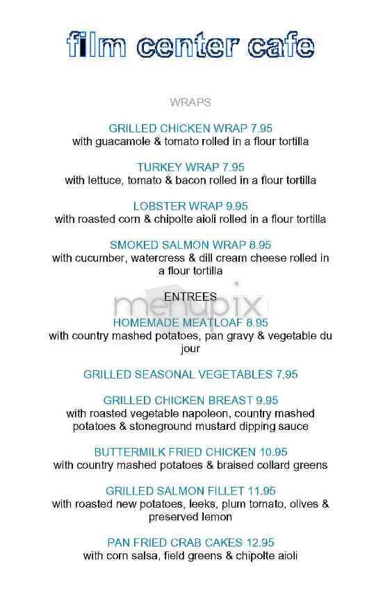 Film Center Cafe - New York, NY menu_pic
